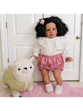 26” Big Black Reborn Baby Doll - African American Biracial Realistic Toy